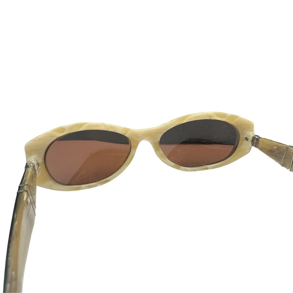 Persol 2919-S Sunglasses Marbled Cream Black Iridescent Mirror Lens Vintage Y2K